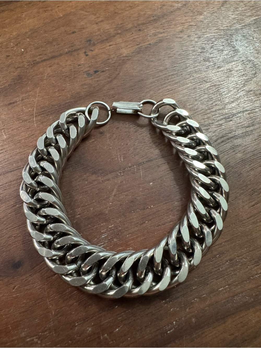 Vintage Silvertoned Curb Link Chain Bracelet